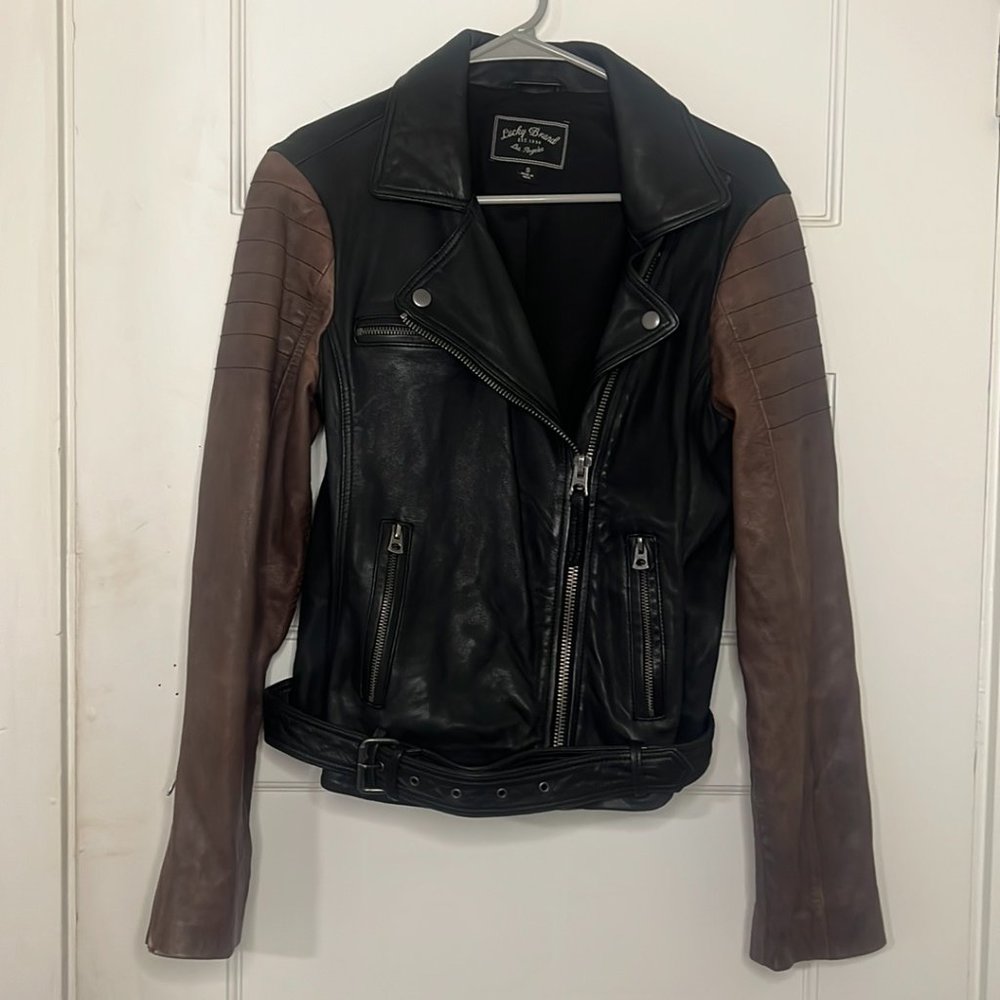 Lucky Brand Leather Moto Jacket Real Leather Size S